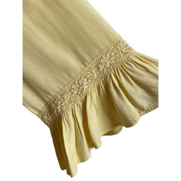 Chico's Button Up Flutter Ruffle Sleeve Peasant Top Light Butter Yellow Size 3 o - Picture 5 of 6